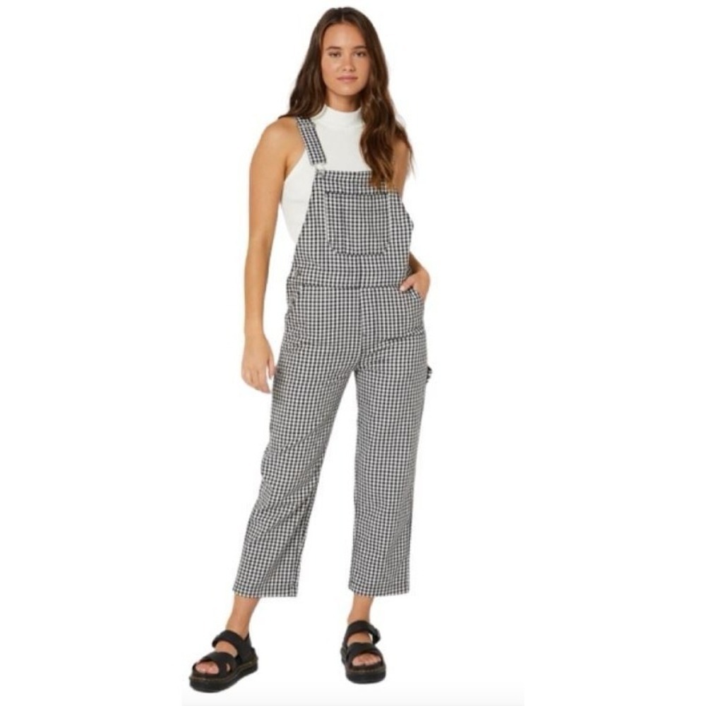 Brixton Christina Crop Gingham Overall, XS, NWT